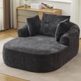 thumbnail image 4 of Oversized Chaise Longue Chair Indoor, Modern Upholstered Chenille Deep Seat Sofa Bed with Throw Pillows and Armrests, Sleeper Sofa Couch for Living Room, Bedroom Apartment, 4 of 8