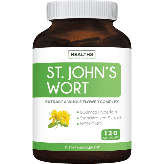 Healths Harmony 500mg St Johns Wort Mood Support Supplement with Hypericin, 120 Capsules
