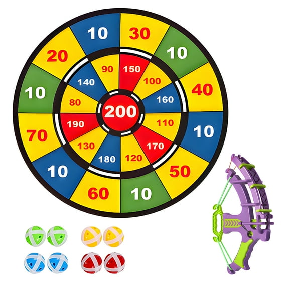 BESTSKY Dart Board,Foldable Storage Kids Outdoor Games,With Bow and Arrow Set and 8 Sticky Balls Dartboard,Multcolor4