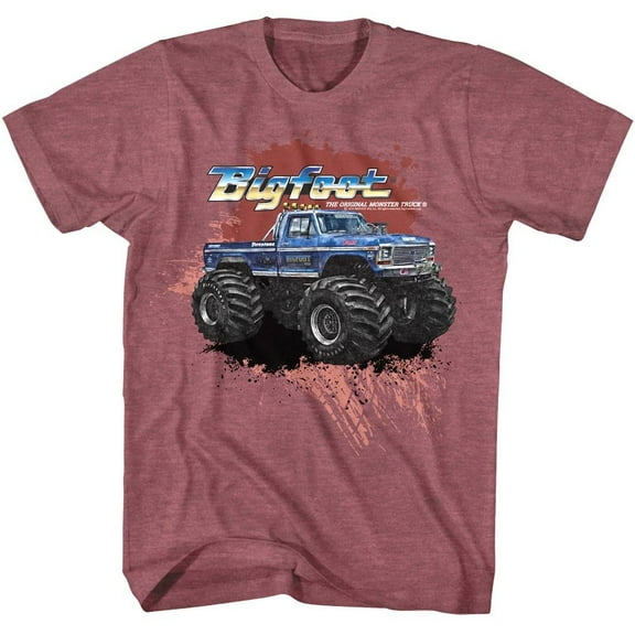 Bigfoot Monster Truck Splashdown Men's T Shirt (MaroonHeather, AdultM)