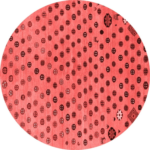 Ahgly Company Machine Washable Indoor Round Oriental Red Modern Area Rugs, 7' Round