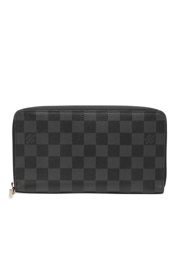 Pre-Owned Louis Vuitton Damier Graphite Zippy Organizer Round Zipper Long Wallet N63077 Black...