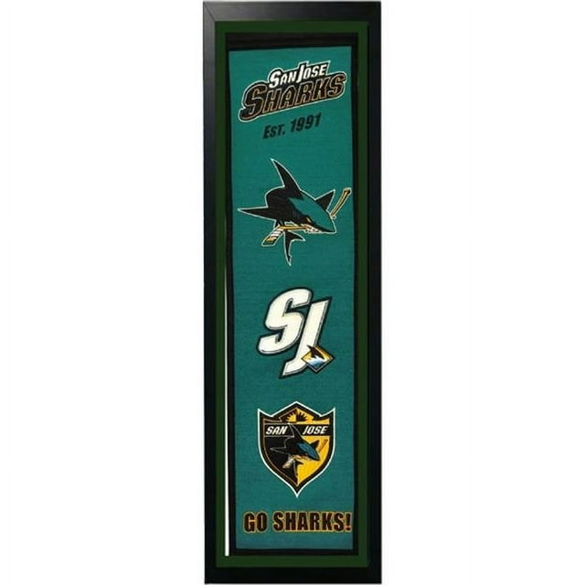 Encore Select 109-71 Bannière en Feutre Logo San Jose Sharks - 14 x 37 Po.