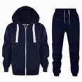 thumbnail image 4 of 7-8T Boys Girls Winter Outfits Set 2 Piece Round Neck Solid Color Printed Hoodie Sweatshirt And Pants Long Sleeve School Casual Fall Winter Elastic Waist Sets for 3-12 Years,Navy, 4 of 7