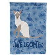 28 x 0.01 x 40 in. Siamese Modern Cat Welcome Flag Canvas House Size