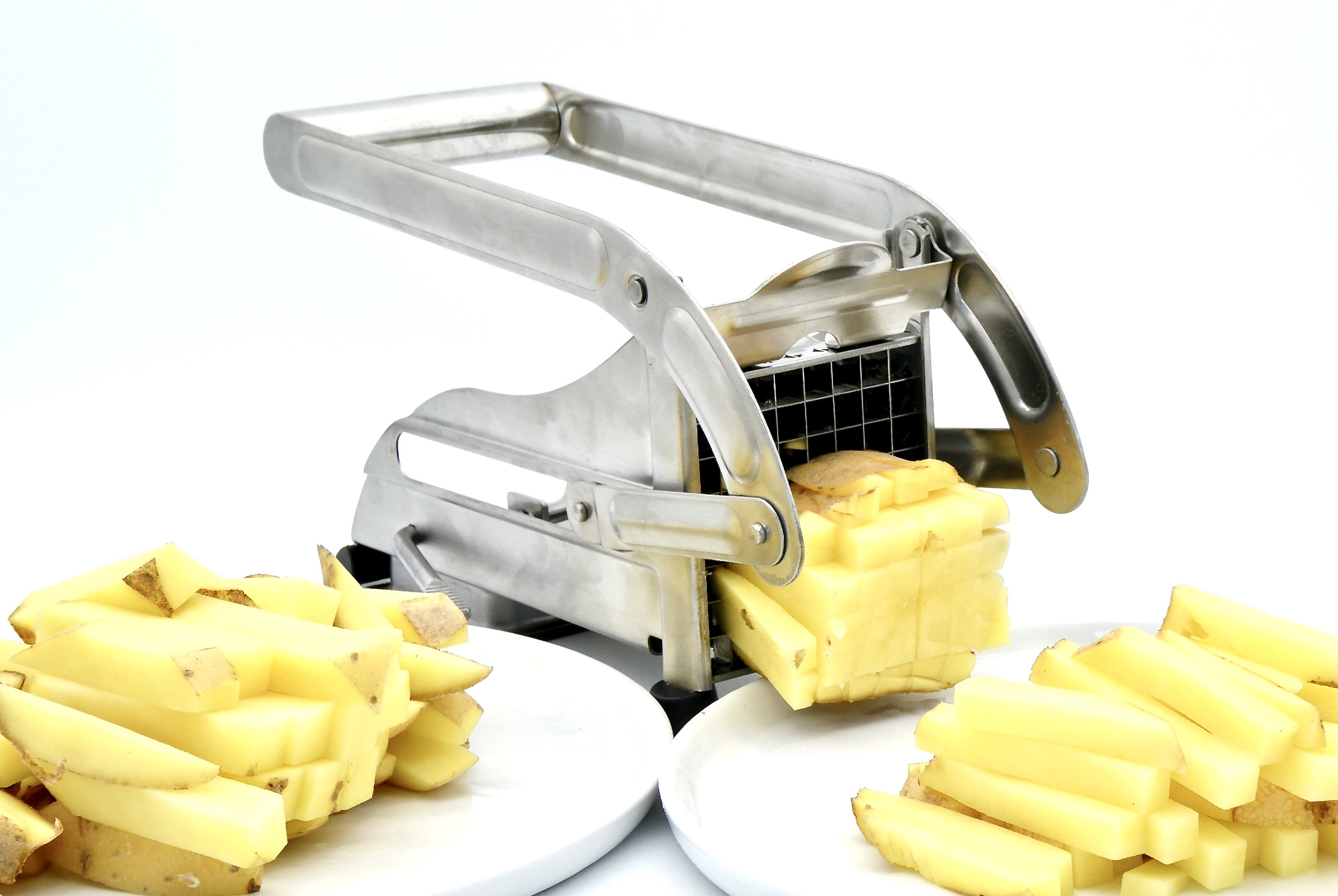 ICO French Fry Cutter, Professional Potato Slicer, 1/2 and 1/3-Inch Blades,  No-Slip Suction Technology, Vegetable Chopper, Air Frier Accessory, Keto  Friendly Zucchini Fries Maker, Stainless Steel