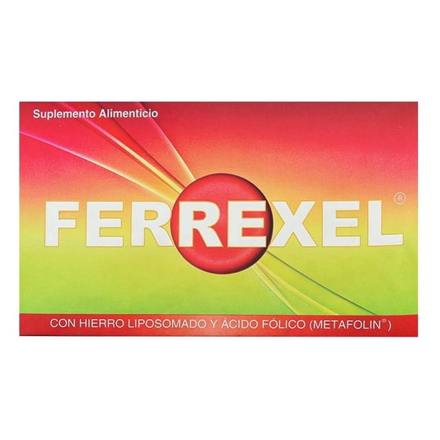 Suplemento alimenticio Ferrexel con hierro y ácido fólico 60 cápsulas