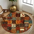 thumbnail image 2 of Round Rug 5Ft Washable Non-Slip, Boho Vintage Circle Area Rugs for Living Room Bedroom, Brown Ethnic Middle Century Geometric Indoor Floor Mats Carpet Runner for Home Decor Aesthetic, 2 of 8