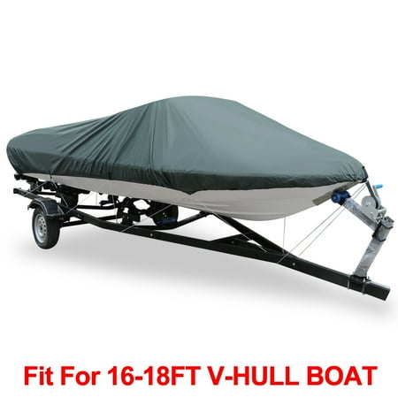 Larson Ski Boat - V-Hull 210-Denier Waterproof Boat Cover for 16'-18' Trailerable Fishing Ski Boats Runabout Covers