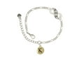thumbnail image 2 of Delight Jewelry Goldtone Capital Letter - K - Pebble Disc - Silver-tone Paw Infinity Link Chain Bracelet, 6"+2" Extender, 2 of 3
