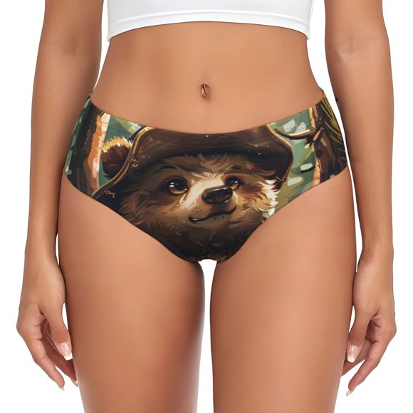 Fotbe Jungle Hat Bear Calzones Estampados para Mujer – Ropa Interior de Algodón, Cómoda, Suave y Elástica-3X-Large