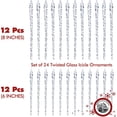 thumbnail image 3 of NorthPoleXpress Large Icicle Christmas Ornaments, Set of 24 Twisted Clear Glass Ornaments, 3 of 6