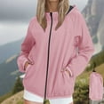 thumbnail image 2 of jtjvou Packable Rain Jacket for Women Waterproof Lightweight Raincoats Zip Up Long Sleeve Hooded Hiking Windbreaker Jackets Pink XXL, 2 of 9