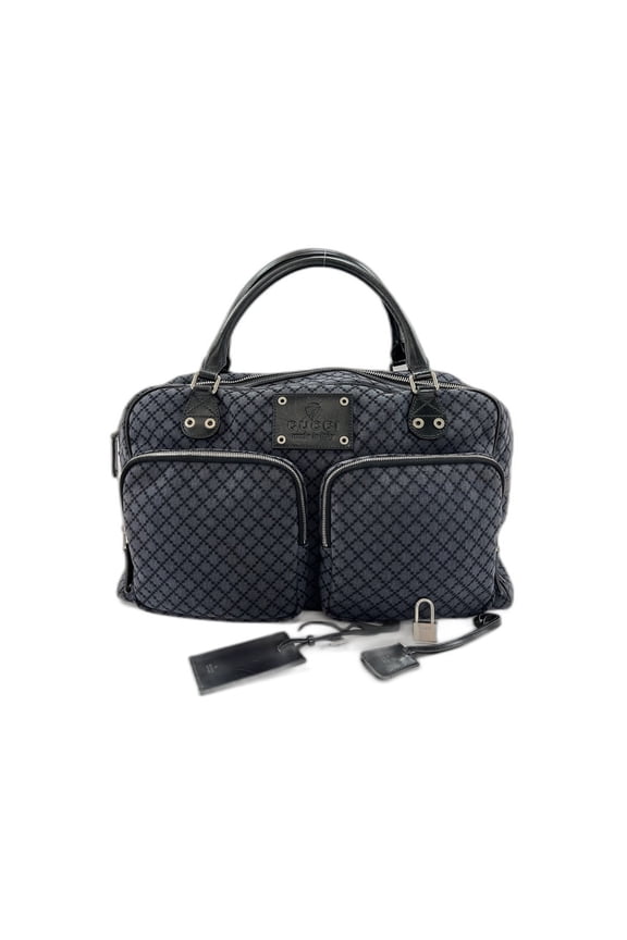 Pre-Owned Gucci Canvas Crest Handbag, Navy