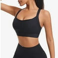 thumbnail image 6 of Ohufall Sports Bras for Women Solid Casual High Impact Wirefree Yoga Bra Criss-Cross Back Soft Support Full Coverage Bra Gathering Shockproof Gym Workout Bra, 6 of 8