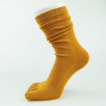 thumbnail image 4 of Women Autumn Five Finger Long Tube Socks Simple Solid Color Soft Casual Breathable Toe Separated Cotton Hosiery Deep Green, 4 of 6