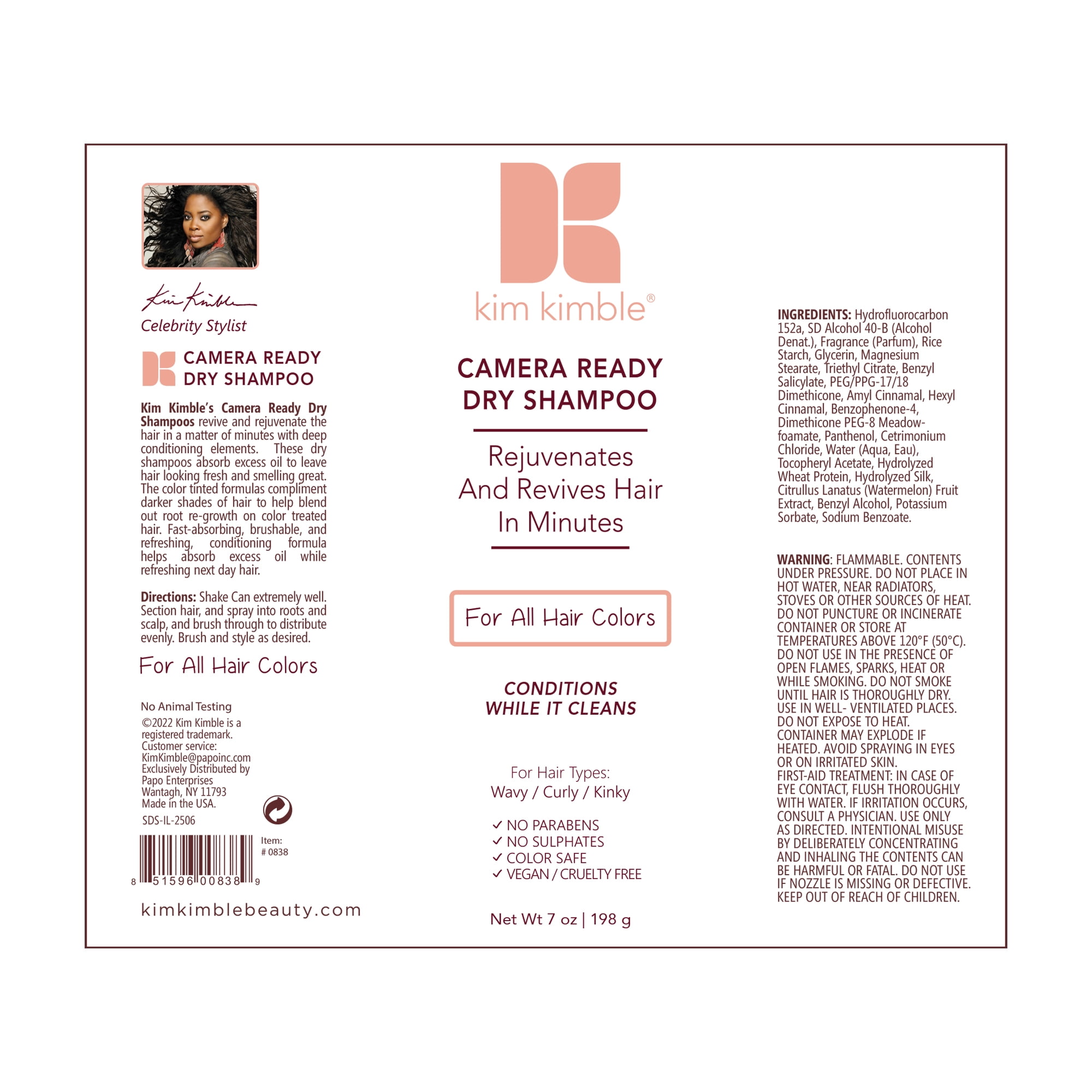 Kim Kimble Camera Ready Dry Shampoo - No Tint/Clear
