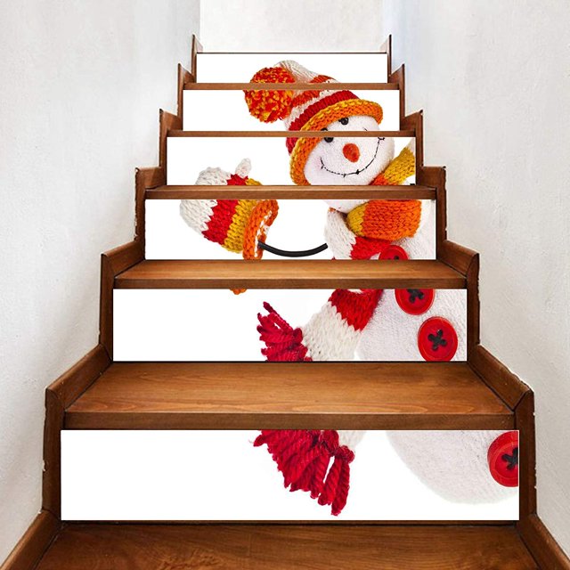 RV Adhesivo de escalera de Navidad 3D Adhesivo de escalera Adhesivo de escalera extraíble Adhesivo de vinilo para pared Escalera Paso Decoración de NavidadPegatinas de escalera de Navidad Pegatinas de escalera extraíbles Decoraciones de Navidad brillar Electrónica