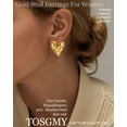 thumbnail image 2 of Gold Rectangle Stud Earrings For Women, Gold statement Earrings Dainty Thick Stud Earrings Gold Square Heart Pearl Wrinkle Irregular Drop Earring Minimalist Geometric Earrings, 2 of 5
