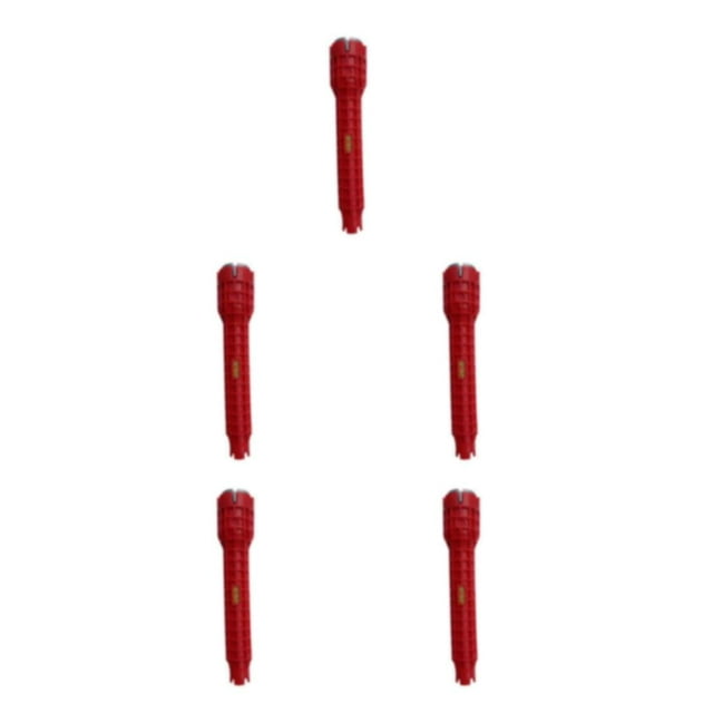 Destyer 1/2/3/5 8IN1 Évier Installateur Antidérapant Flume Bassin Clé de Réparation Résistant à l'Usure Salle de Bains Outils à Main Tuyau Extracteur Rouge 5PCS