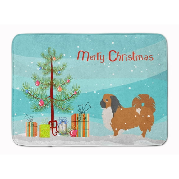 Pekingese Merry Christmas Tree Machine Washable Memory Foam Mat