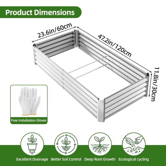 TOMNK Metal Raised Garden Bed, Galvanized Planter for Vegetables Flowers Herbs Outdoor