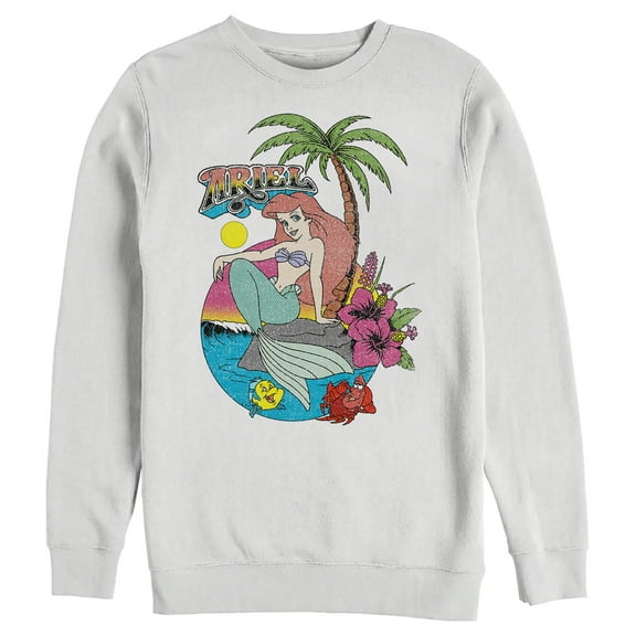 Men's The Little Mermaid Aloha Ariel Sweatshirt White 2X Large