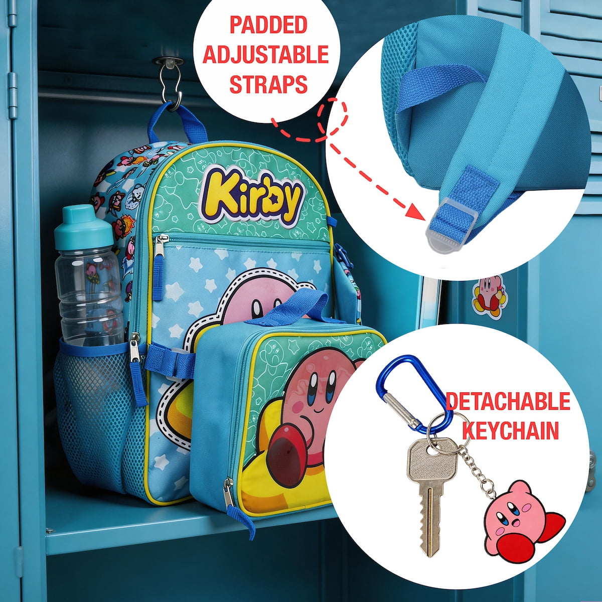 Bioworld Kirby 5-Piece Set: Backpack, Lunchbox, Utility Case