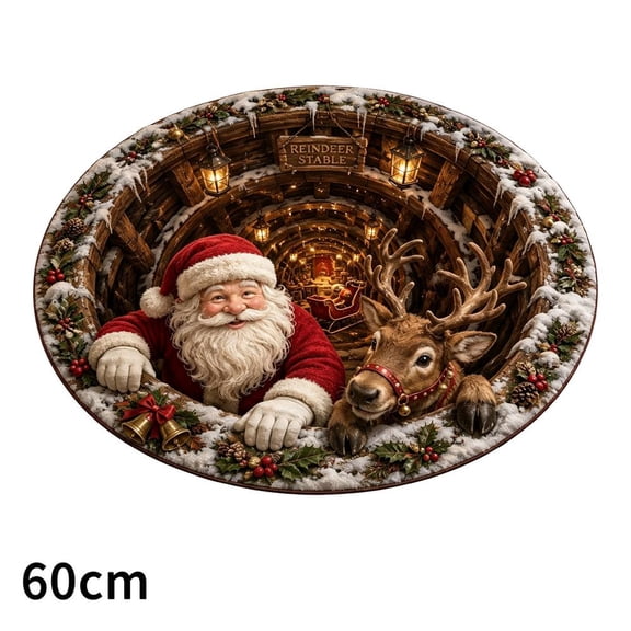 SharkTRUE3D Christmas Magic Portal Rug, Velvet 3D Optical Illusion Rug, Festive Home Decor Rug for Entryway, Living Room, Indoor Holiday Decoration