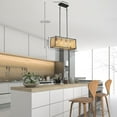 thumbnail image 2 of Farmhouse Boho Flush Mounted Wood Bead Chandelier Hanging Pendant Light Fixture, 2 of 12