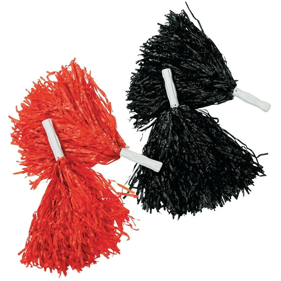 Fun Express 10" Red & Black Team Spirit Cheer Pom-Poms Set - 24 Pieces