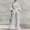 Gray plus size 2 piece set a1, variant on Women Plus Size 2 Piece Set High Neck Puff Sleeve Top Pants Suit Solid Boho Casual Summer Travel Outfits Loose Fit Lounge Sets Tracksuits, Gray L