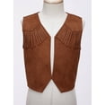 thumbnail image 3 of iixpin Child Cowboys Cowgirls Western Dress-up Tassel Waistcoat Vest Top Wild West Dancewear Brown 6, 3 of 7