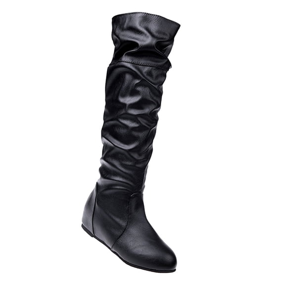 ELAYARD Women's Black PU Boots, 1 Pair, Anti- Casual Footwear for Everyday Outfits