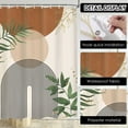 thumbnail image 5 of Dznils Boho Shower Curtain with Hooks, Modern Abstract Fabric Bathroom Curtain, 72" x 72", Tan, 5 of 11