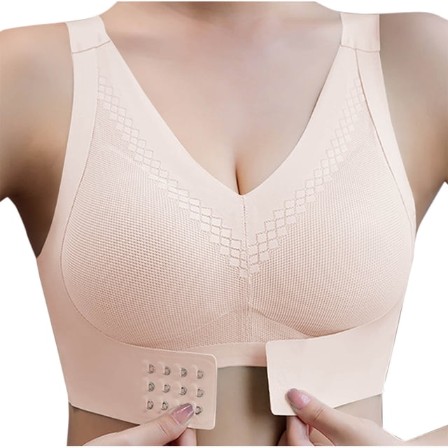 Pisexur Maternity Bras for Breastfeeding Plus Size Solid Color Wave Lace Wireless Soft Support Together Daily Bra,Antibacterial Fabric Maternity Bras Pink,M