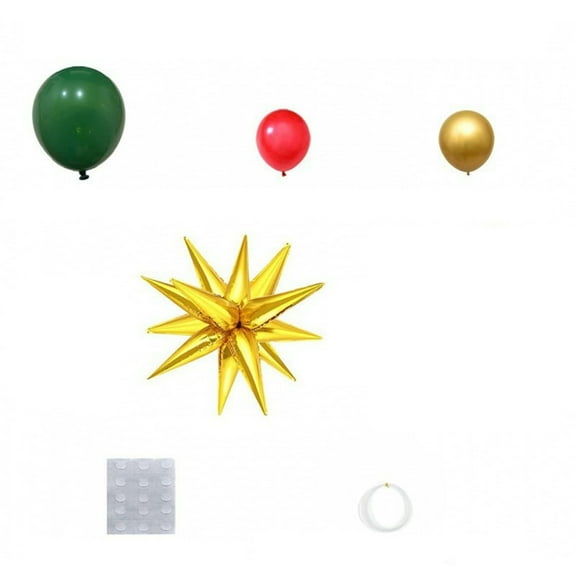 CASAFUN Christmas Balloon Garland Arch Kit Green Red Golden Latex balloons Xmas Tree Balloons with Golden Starburst Balloons for Christmas Party Decorations