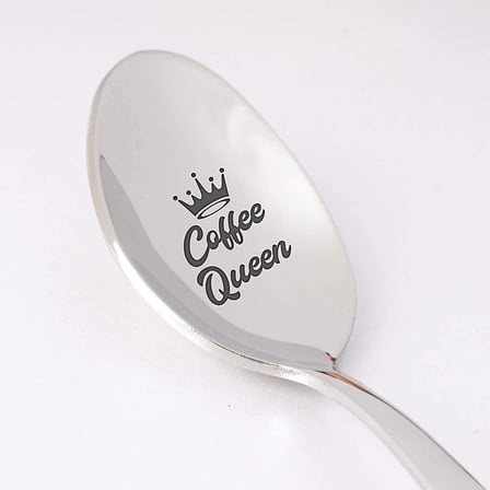 Engraved Spoon - Gift For Women | Coffee Queen Spoon Gift for Coffee Lover | Anniversary Birthday Gift For Her | Valentines Day Gift - 7 Inch Stainless Stain Steel