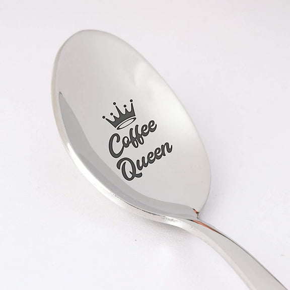 Engraved Spoon - Gift For Women | Coffee Queen Spoon Gift for Coffee Lover | Anniversary Birthday Gift For Her | Valentines Day Gift - 7 Inch Stainless Stain Steel