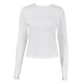 thumbnail image 2 of Gibobby Playera Termica Para Mujer Camiseta de manga larga para mujer, cuello redondo, ajustada, sexy, básica（Blanco， L), 2 of 5