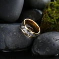 thumbnail image 6 of Stainless Steel Gold Plated Mens Band Carbon Fiber Silver Black Blue Ring B557, 6 of 7