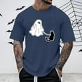 thumbnail image 2 of Tshirts Shirts For Men Ghost Walking Dog Print Halloween Theme Casual Crew Neck Plus Size Short Sleeve Crew Neck Tops Loose Comfortable Mens T-Shirts Navy M, 2 of 5