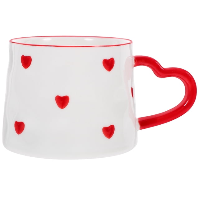 Coffee Mug with Handle Ceramic Coffee Cup Latte Cappuccino Ceramic Mug with Heart Pattern
