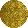 thumbnail image 1 of Ahgly Company Machine Washable Indoor Round Oriental Yellow Industrial Area Rugs, 7' Round, 1 of 4