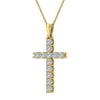 Diamond Cross Necklace For Women 14K Gold 0.36 CTW 27 MM Easter Gifts 22" Chain ( L , I2 )