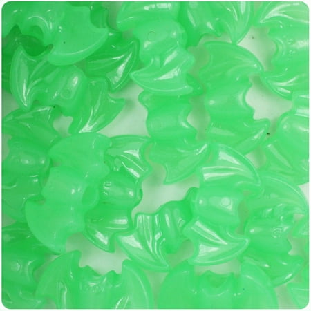 BeadTin Green Glow 25mm Halloween Bat Pony Beads (24pcs)