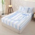 thumbnail image 2 of Manfei Blue Bowtie Monogrammed Print D Zipper Queen Comforter Set with Fitted Sheet and 2 Pillowcases,Geometric Stripes Pattern Zipper Bedding Set,Pink Reversible,4 Pieces, 2 of 7