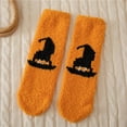 thumbnail image 2 of Huowey Halloween Fuzzy Socks For Women Men Crew Socks Pumpkin Ghost Pattern Halloween Gift Fall Winter Warm Soft Festival Party Lounging Home Socks,Orange, 2 of 4