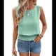 thumbnail image 1 of Tops Cortos de Cuello Redondo para Mujer, Lindos Tops de Verano Sin Mangas con Fruncido Verde L, 1 of 9