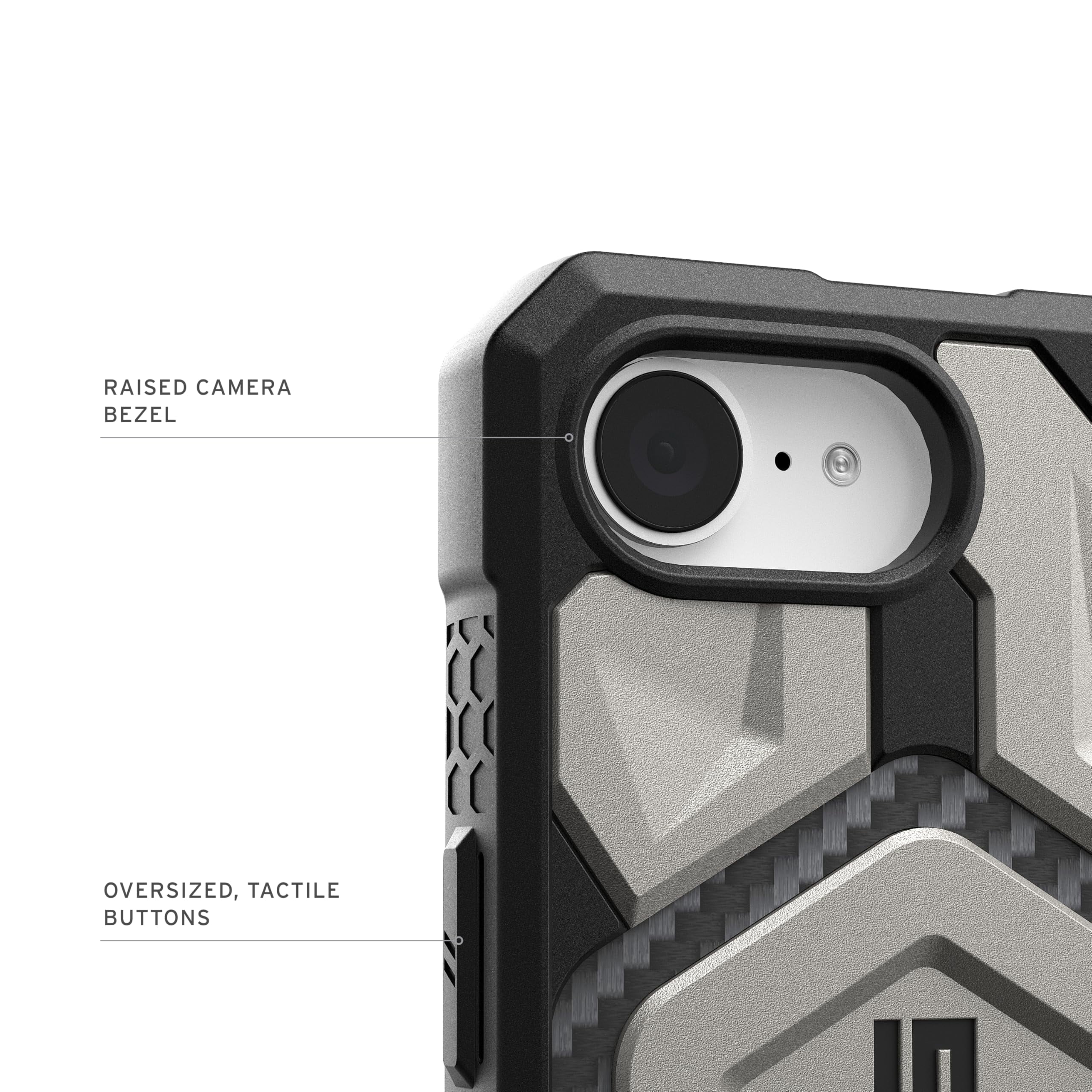 UAG iPhone 17e / iPhone 16e Case Monarch Pro - Compatible with MagSafe Premium Carbon Fiber Inlay Rugged Military Grade Drop Proof Protective Cover, Titanium